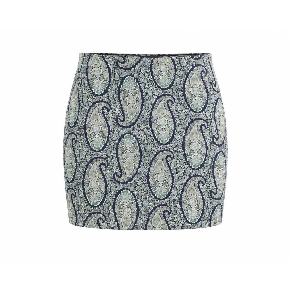 J.Crew Paisley mini Skirt women's plus size 16 green blue Business preppy school